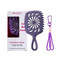 Mini Fluffy Hair Comb with Lanyard Hollow Scalp Massage Comb Multifunctional Anti-static Styling Comb Hair Styling Tools tamsiai violetine spalva
