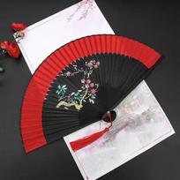Portable Blossom Printing Folded Fan Exquisite Kimono Fan  Wedding Party Decor Style 4
