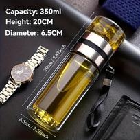 1 vnt. nepralaidus, dvigubų sienelių, izoliuotas stiklinis arbatos plikymo butelis su vandens atskyrimo skyriumi 350 ml/450 ml/500 ml daugkartinio naudojimo kelioninis 350-500ml