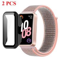 PC Case+Nylon Strap For Huawei Band 10 HD Tempered Glass Protective Shell+Breathable Comfortable Bracelet Huawei Band 9 8 Correa For Huawei Band 10