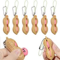 5153060PCS Peanut Fidget Toys Beans Keychain Squeeze Toys Decompression Stress Relief Peanut Key Chain for Kids Adult