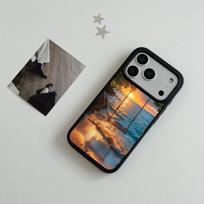 Summer Beach Scene At Sunset On Sea Palm Tree Clear Phone Case For IPhone 17 Air 16 15 14 Plus 13 12 11 Pro Max Dual Tone Hard iPhone 14