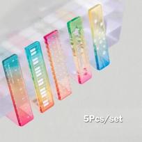 5/10/50 Pcs Colorful Iridescent Cartoon Palm Ruler Mini Straight Ruler Student Notebook Pocket Portable Gradient Measuring Tool