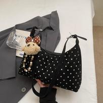 Korean Casual Polka Dot Women Messenger Bags 2026 New Style Soft Leather Zippers Shoulder Bag New Daily Versatile Underarm Pack (20cm<Max Length<30cm) juoda