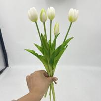 Multicolor Artificial Tulips, Realistic Faux Tulip Stems with Buds, Fake White Yellow & Gradient Blooms for Home Vase Decor balta