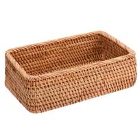 Easy-clean Rattan Wicker Storage Basket Handwoven Square Household Organizer Basket Snack Storage Basket Home Storage