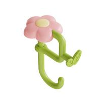 New Flower-Shaped Bag Hook Removable Punch-free Desk-Edge Hook Adjustable Desktop Storage Hook for Office Headphones Backpacks rožinė