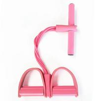 Four-Tube Pedal Tensioner Multi-Functional Household Fitness Equipment Yoga Abdominal Strengthening Elastic Band Tension Rope rožinė