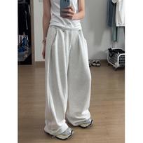 Y2k Korean Style Vintage Baggy Loose Wide Leg Zipper Fly Casual Sweatpants Streetwear Sport Pants for Women XS balta