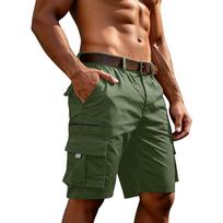 Men’s Relaxed Fit Cargo Shorts with Multiple Pockets Summer Lightweight Shorts for Outdoor Activities L armijos žalia spalva