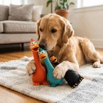 Chicken Shaped Dog Toy Bite Tough Screaming Chicken Toy Latex Squeaky Toy  Teeth Grinding mėlyna