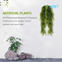 ABBY-2 Pcs Artificial Hanging Ferns Plants Vine Fake Ivy Boston Fern Hanging Plant Outdoor UV Resistant Plastic Plants žalia