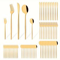 60-Piece Luxurious Silverware Set - Durable Stainless Steel Flatware  Mirror Cutlery for Home, Kitchen, Restaurant  - Complete Tableware for 12 auksas