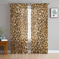 Laukinių gyvūnų leopardų permatomos užuolaidos svetainės dekoravimui Langų užuolaidos virtuvei Tiulio Voile Organzos užuolaidos W135 x H115cm x1