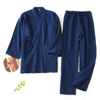Kimono Set Cotton Pajamas Two-piece Couple Yukata Loose Men's and Women's Sweat Steaming Suit Home Service Set M