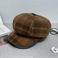 Britiška aštuonkampė kepurė moterims languota retro kepurė maža beretė pastorinta berniukiška kepurė One Size chaki