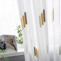 Siuvinėtos permatomos užuolaidos Moderni marlės užuolaida Geltona Svetainė Mėlynas Miegamasis Balto siūlo langų tiulio užuolaidos W100xH270cm&Hooks white