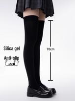 2 Pairs of White Silk Thigh-High Non-Slip Socks – Thin, Velvet Over-the-Knee Style