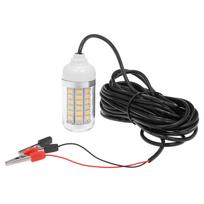 12V 15W povandeninis žvejybos masalo šviestuvas LED lempa Žuvų paieškos sistemos šviesa su 30ft maitinimo laidu ir akumuliatoriaus spaustuku šilta balta spalva