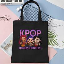 Kpop Demon Hunters Print Shoulder Canvas Bag Daily Shopping Tote KTB 35*40
