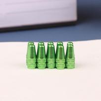 Dust-proof Road Bicycle Tire Presta Valve Caps, 10pcs Set, Made of Aluminum Alloy žalia