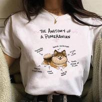 Pomeranian Tshirt Women Graphic Funny Comic Tshirts FeUnisex Women Clothes Graphic T Shirts Harajuku Aesthetic Clothes Tops S