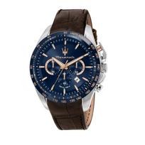 Maserati Quartz Traguardo 45 10 ATM Water Brown Leather Japanese Movement Watch, Men's mm, Resistant, Strap, Chronograph, [2-Year Warranty]