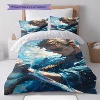 Jujutsu Kaisen Gojo Satoru Black Purple Bedding Set Anime Duvet Cover Polyester Comforter Cover -QJY 135x200cm