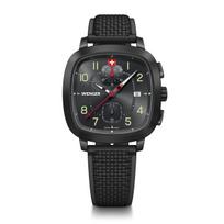 WENGER VINTAGE SPORT CHRONO Chronograph Stainless Steel Case Gray Black Silicone Quartz 50m Water Gift Analog Men's Watch, (316L), Dial, Strap,