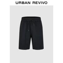 UR2026 Men's Cotton Drawstring Raw Hem Shorts 30 juoda