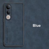 Skirta Vivo V50 Lite dėklas, prabangus PU odos telefono dėklas, skirta Vivo V50 Lite 5G, galinis dangtelis, matinis silikoninis, atsparus smūgiams, pilna apsauga For Vivo V50 Lite mėlyna