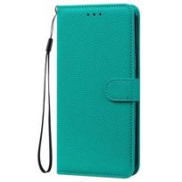 A14 A34 A54 5G Case Classic Solid Color Leather Flip Stand Phone Case on For Samsung Galaxy A54 A14 A34 5G A04 A04S Wallet Cover For Samsung A34 5G žalsvai mėlyna