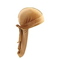 New Unisex Solid Color Soft Velvet Longtail Pirate Hat Breathable Bandana Durag Long Ribbon Cape Baotou Headband Du-Rag One Size