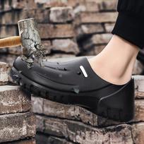 Anti-smashing and anti-piercing labor insurance shoes Men's steel head Lightweight wear-resistant non-slip waterproof and oil-proof chef work shoes SA Black;39