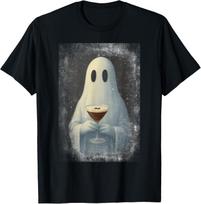 Ghost Drinking Espresso Martini Halloween Spooky Autumn Fall unisex T-Shirt Mens Womens Tees Top 2XL