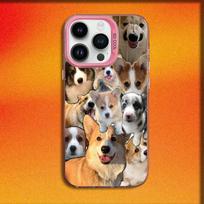 Collage Dog Puppy Corgi Phone Case For iPhone 16,15,14,13,12,11,Mini,Pro,E,MAX Pink Candy Matte Shockproof Cover iPhone11