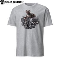 Unique Pitbull Terrier on V8 Engine Graphic Short-Sleeve Unisex T-Shirt Mens Womens Tees Top | S-3XL L