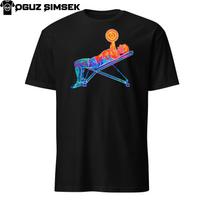 Abstract Colorful Silhouette Man Training Chest Dumbbell Bench Press T-Shirt Mens Womens Tees Top M