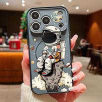 Cartoon Astronaut Case For iPhone 17 Pro Max Funda iPhone 16 15 14 13 Pro Max Magnetic For Magsafe Hybrid TPU+PC Matte Cover iPhone 14