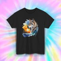 Wolf Nature T-Shirt Mens Womens Tees Top | Sunset Landscape Art | Wildlife Animal Lover Tee | S-5XL M