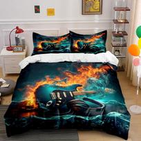 Cool Electric Guitar With Fire And Water Print Soft Comfortable Duvet Cover Bedding Set Included 1*Duvet Cover  2*Pillowcases EU Twin 135X200cm&set