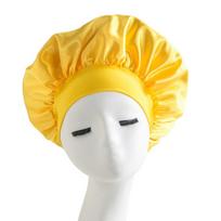 Soft Long Hair Care Bonnet Imitation Silk Solid Satin Satin Shower Caps Large Elastic Edge Wrap Hair Care Hats for Women oranžinė