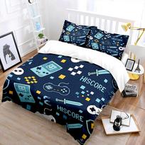 Retro Gaming-Themed Pattern Bedding Set For Kids Luxury Gift 3Pcs Digital Print Comforter Set Soft Comfortable Breathable EU Twin 135X200cm&set