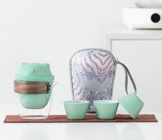 Portable travel tea set ceramics simple Kung Fu tea pot tea cup outdoor portable express cup 1 pot 3 cups