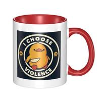 I Choose Violence Funny Duck By Tobe Fon Mug Funny Ceramic Coffee Cups Tea Mugs Milk Cup Drinkware Gift for Friends One Size raudona