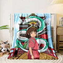 A girl on a bridge, a spiraling dragon, and a detailed building backdrop. for all seasons blanket lunch break throw gift 80cm x 120cm