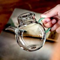 200ml Small Glass Teapot With Imitation Jade handle For One Person Use Tea Pot Kung Fu Tea Set For Home Tea Maker Teaware gryna