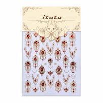 Luxurious Design 5D Nail Stickers Emerald Ruby Color Gold Scepter Imitation Gemstone Nail Red Green Gemstone Shiny Finish raudona