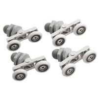 4 Piece Twin Shower Door Roller Set for Sliding Glass Doors with 5mm 6mm Wheel Width and 10mm 14mm Minimum Glass Hole Size 19mm