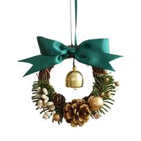 Vintage Style Christmas Door Hanger with Jingle Bells for Indoor Outdoor Decoration Metal and Fabric Material Design